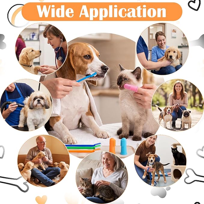 200 Pcs Dog Toothbrushes Bulk Dog Dental Kits 100 Dual Headed Dental Brushes 100 Finger Brushes 360 Degree Dogs Tooth Brushing Kits Easy Teeth Pet Cleaning Soft Care for Puppy Cats Supplies