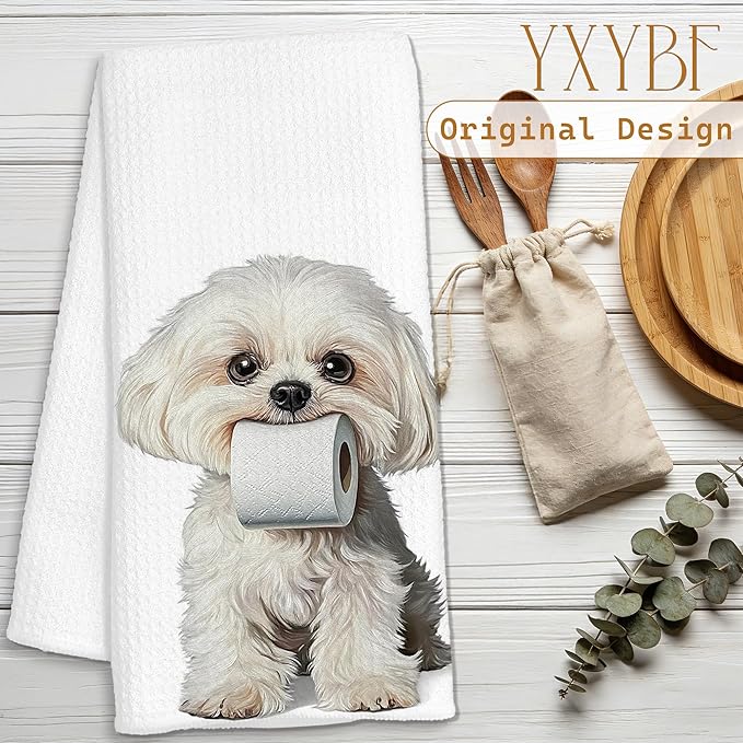 Funny Maltese Hand Towels for Bathroom Washroom Decor 16x24 Inches, Maltese Gifts for Women Men, Dog Lovers Mom Dad Gifts Bathroom Hand Towels Decorative