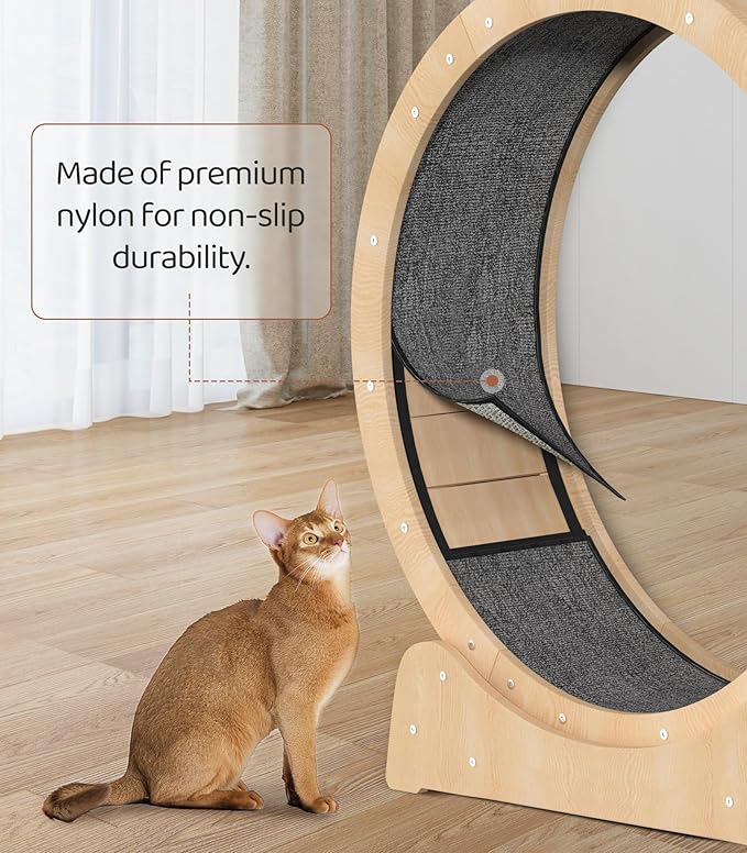 39.4" Wooden Cat Running Wheel - Low Noise Exercise Wheel for Large Indoor Cats