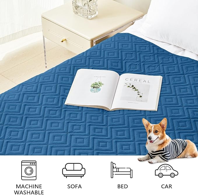 hyha Waterproof Dog Blanket, Soft Dog Bed Cover Pet Blankets, Waterproof Sofa Couch Cover for Dogs Washable, Reversible Pet Couch Covers for Sofa Furniture (68x82 Inch, Navy Blue/Navy Blue)