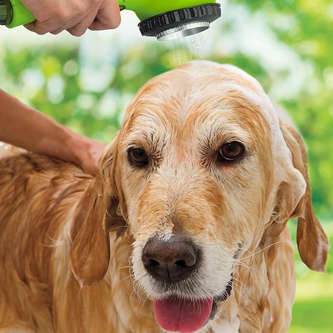 CONAIRPROPET Deluxe Indoor/Outdoor Pet Washer, Dog Shower Attachment with Dual Connectors to Easily Attach, Soft Rubber Massage Fingers, Dual Spray Modes