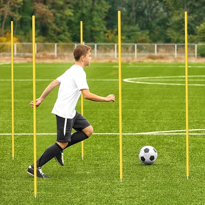 Blulu 5/10/30pcs Training Agility Poles 5ft Adjustable Soccer Training Poles Soccer Sticks Agility Equipment for Football Sport Football Speed