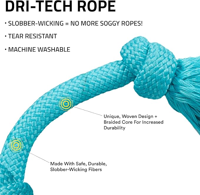 Playology Dog Toys | Dri-Tech Rope Tug of War Dog Toy for Tough Chewers (Value 2-Pack) | Peanut Butter & Beef Scented Medium Tug Rope Toys for Dogs