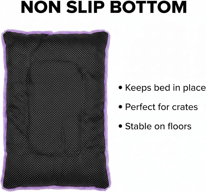 Dog Crate Bed 24x18 for Small Dogs,Washable Dog Crate Mat,Soft Kennel Bed Mattress with Non Slip Bottom,Purple