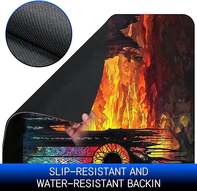 Dog Food Mat, 19.6" x 23.6" Absorbent Pet Feeding Mat for Food and Water, Waterproof Diatom Mud Pet Placemat with Non-Slip Rubber Backing, Cat Bowl Mat for Floors - Sunset Mountain Range