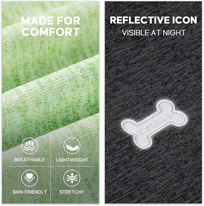 KYEESE 2Pack Dog Shirt, Lightweight Sun Protection Sleeveless Dog T Shirts for Small Dogs, Breathable Pet Reflective Tank Top Summer Dogs Clothes for Outdoor Walking, Green+Grey, L