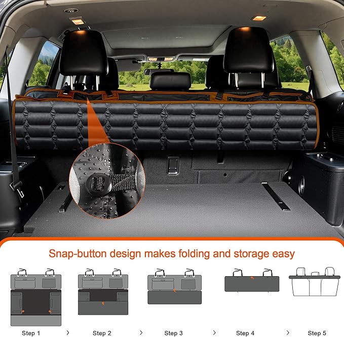 Reliadura SUV Cargo Liner for Dogs, Waterproof Pet Cargo Cover Dog Seat Mat for SUVs Sedans Vans with Bumper Flap Protector, Scrachproof Non-Slip Large Size Dog Seat Mat Universal Fit, Brown