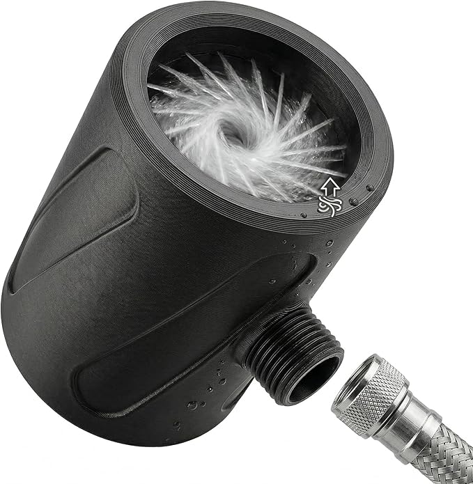 "Lil' Bro" 360 Handheld Detailer - The Ultimate Undercarriage Power Washer for Men & Pets - 360° Inward Vortex Hygiene Wand - Fits Standard Shower Hoses (Black, Small)