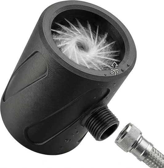"Lil' Bro" 360 Handheld Detailer - The Ultimate Undercarriage Power Washer for Men & Pets - 360° Inward Vortex Hygiene Wand - Fits Standard Shower Hoses (Black, Small)