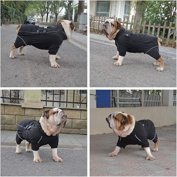 Lovelonglong Waterproof Dog Raincoat – 7-Leg Full Body Dog Rain Suit with Reflective Strips & Leash Opening, Outdoor Dog Jacket for Rainy Weather