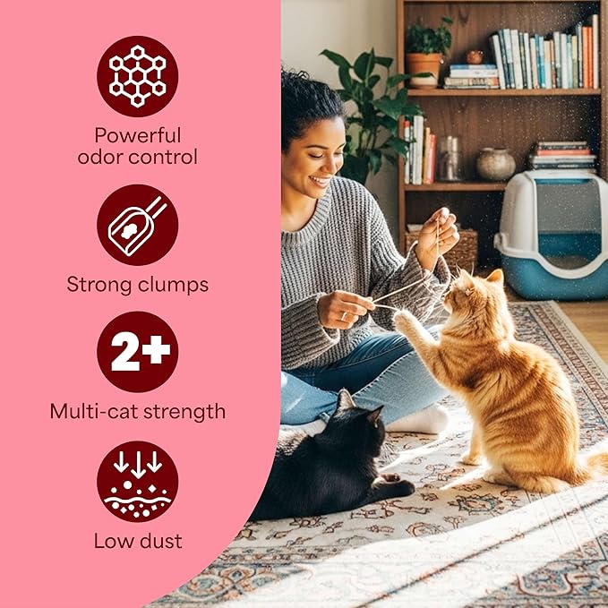 Fresh Step Clumping Cat Litter Multi-Cat Extra Strength Formula With Febreze Freshness, Multi Cat Litter With Ammonia Block Technology, 38 lbs. (4 x 9.5 lb. Bag)