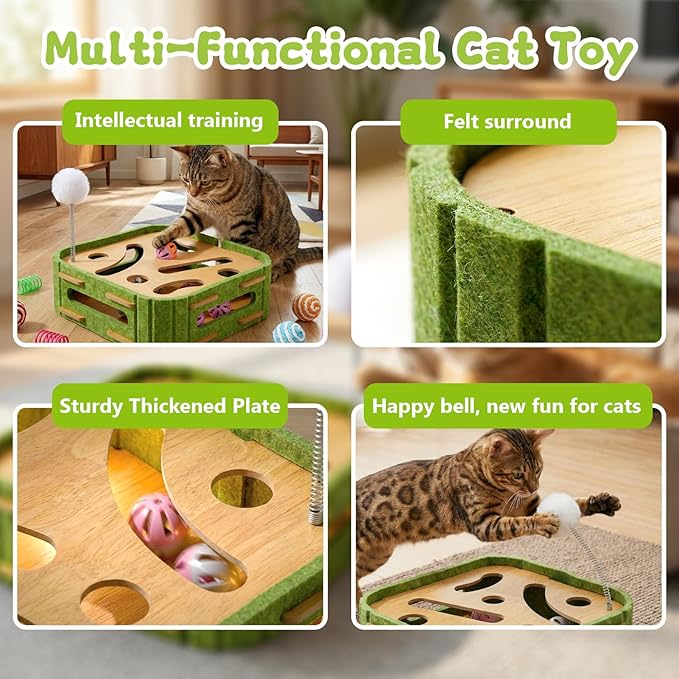 15 Pcs Cat Scratch Puzzle Box, Cat Nail File Enrichment Toy Intelligence Treat Puzzle Feeder Box for Indoor Kitten
