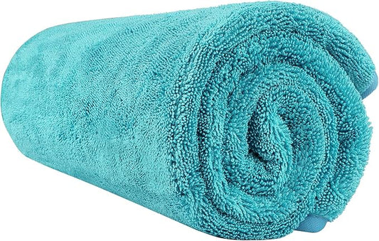 HOMEXCEL Professional Car Drying Towel (36"x 24") with Twisted-Loop Technology, 1200GSM for a Streak-Free Finish – Microfiber Towels for Cars, Trucks, SUVs, RVs and Motorcycles, Lake Green