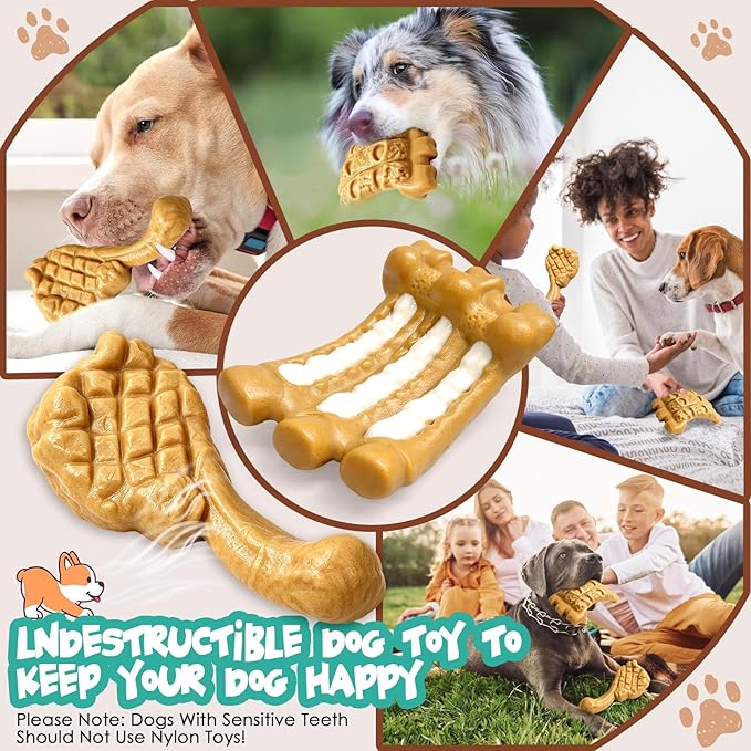Fuufome Dog Chew Toys for Aggressive Chewers：2 Pack Indestructible Dog Toy for Large Breed- Tough Nylon Teething Toy to Keep Them Busy