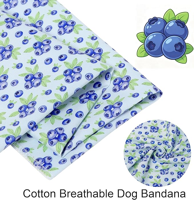 ARING PET Blueberry Dog Bandanas, Cute Blue Pet Bandana Scarf Triangle Bib for Small Medium Large Boy Girl Dogs Cats, Puppy Kerchief for Daily Wear Walks Party Photos-S