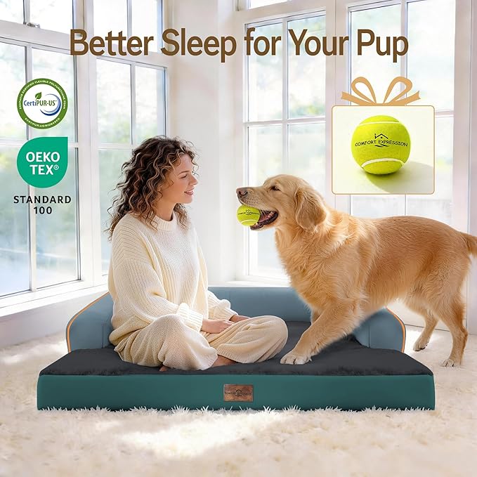Comfort Expression Memory Foam Dog Bed Large Sized Dogs - XL Waterproof Orthopedic Pet Bed for Big Dog with Washable Removable Cover Non-Slip Pet Sofa Couch, 42 x 30