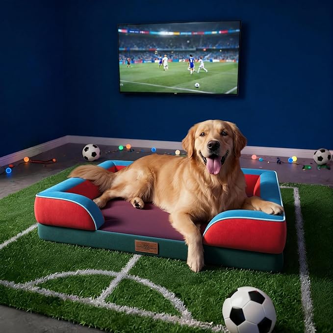 Comfort Expression Orthopedic Dog Bed for Extra Large Dogs 45x35 Inch, Waterproof Egg Crate Foam XL Pet Bed with Bolsters, Dog Couch with Washable Cover & Non-Slip Bottom, San Francisco