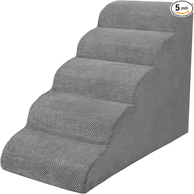 Dog Stairs for Small Dogs, High Density Foam Dog Steps, Extra Wide Non-Slip Pet Ramp for High Beds Or Couch, Soft Doggie Ladder for Dogs Injured, Older Pets, Small Cats