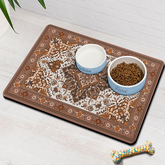 Pet Feeding Mat for Floors Waterproof Dog Mat for Food and Water Absorbent Quick Dry Non Slip mat for Cat Bowls