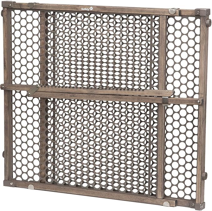 Safety 1st Adjustable Baby Gate for Doorways, Pressure Mount Fastening Gates for Pets, Toddlers, Babies, Children, Vintage Wood, Grey