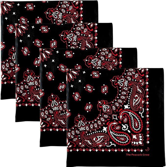 The Peacock Crew Premium Soft Cotton Bandanas Pack for Men and Women Paisley 22 x 22 inches