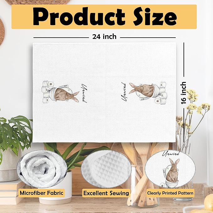 Funny Bunny Hand Towels, Bunny Gifts for Women Hand Towel for Bathroom Decor, Rabbit Gifts, Cute Rabbit Decorative Towels for Washroom Restroom 16x24 Inch