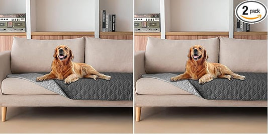 gogobunny 3X Stronger Waterproof Pet Blanket, Scratch Proof Furniture Protector for Dogs Cats, Reversible Cover 30x70 Inch, Dark Grey/Light Grey (Pack of 2)