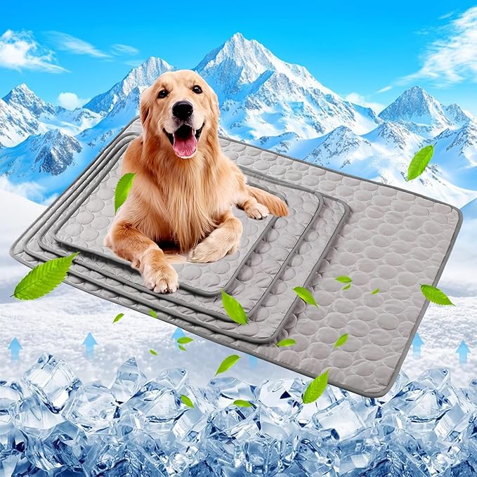 Coppthinktu Dog Cooling Mat for Dogs Self Cooling, Summer Dog Cooling Pad for Small Medium Large Dogs Cats, Pet Ice Silk Blankets Sleeping Mat, Outdoor Dog Self Cooling Crate Mats Washable Portable