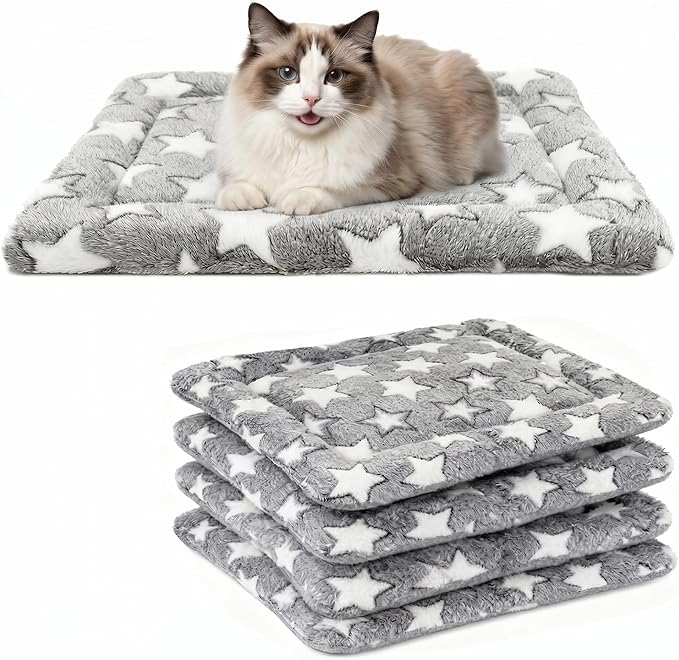 Dog Bed Mat 4 Pcs - Reversible Dog Crate Bed Mats, Soft & Breathable Kennel Pad, Durable Crate Bed for Dogs & Cats