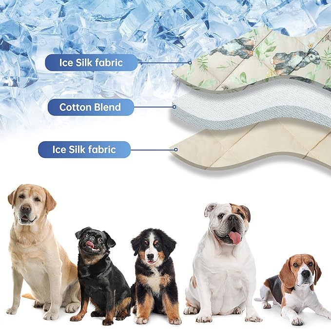Dog Cooling Mat, Pet Washable Non-Toxic Summer Dogs Cats Cooling Pads Sleeping Kennel Mats Cool Ice Blanket for Indoor & Outdoor Dog Beach Essentials Brown Medium