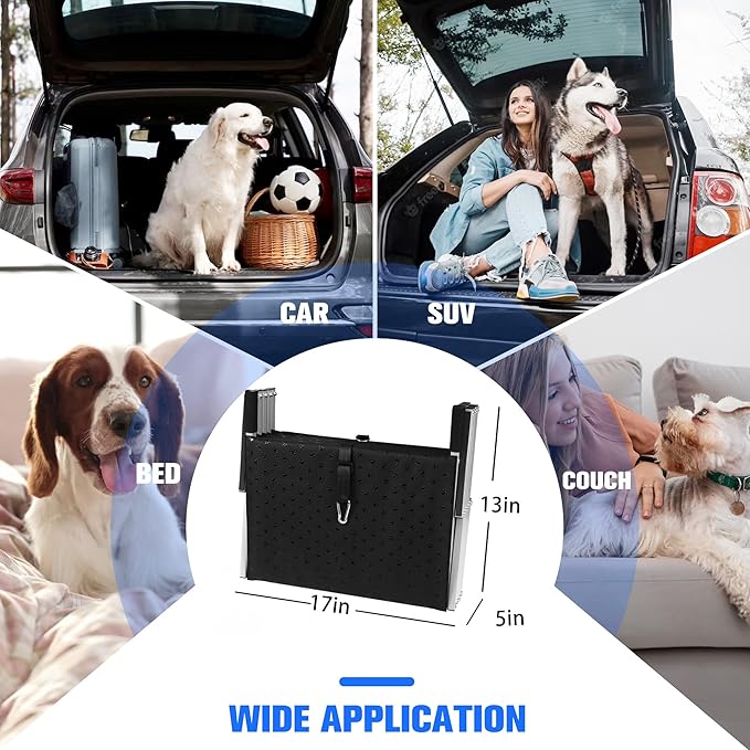 Dog Stairs for Cars,Folding Dog Steps for Large Dogs,Portable Pet Stairs for Cars,Trucks,SUV,Lightweight Pet Ramp with Non-Slip Surface Support Up to 200 lb,5 Steps