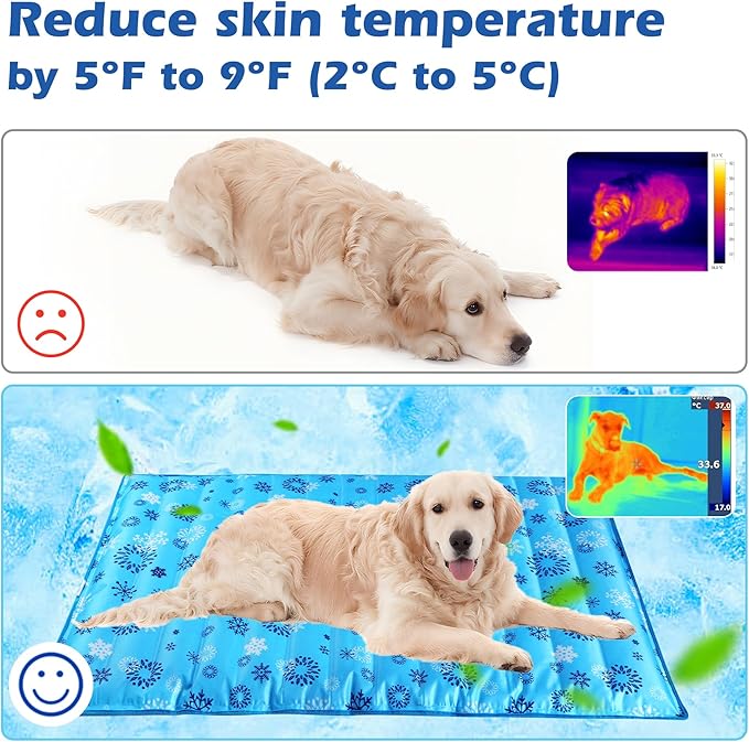 Dog Cooling Mat, Pet Washable Non-Toxic Summer Dogs Cats Cooling Pads Sleeping Kennel Mats Cool Ice Blanket for Indoor & Outdoor Dog Beach Essentials Gray 17.8 * 17.8IN