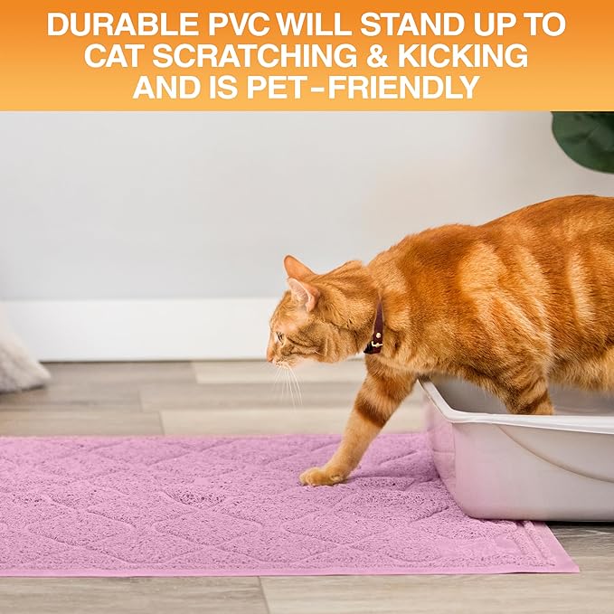 Neater Pets Neater Mat Cat Litter Mat, Thick & Durable Cat Mat for Litter Box, Trapper Pad Catches Mess to Protect Indoor Floors, Soft on Kitty Paws, Anti-Skid Grip Backing, Easy to Clean, Pink