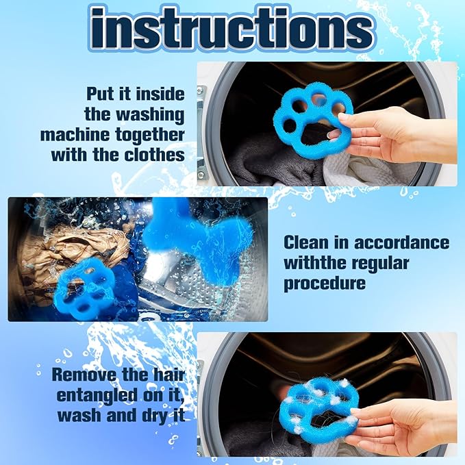 LemonRoad 12 Pcs Pet Hair Remover for Laundry Reusable Laundry Pet Hair Catcher Dog Cat Lint and Fur Remover Washing Machine and Dryer Fur Catcher for Clothes Bedding, Safe and Durable for All Fabrics