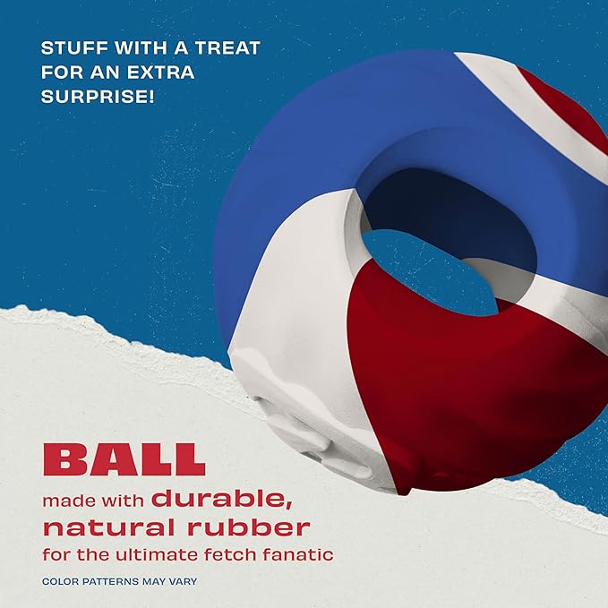 Benebone Durable Rubber Dog Toy Ball, Limited Edition America 250, One Size