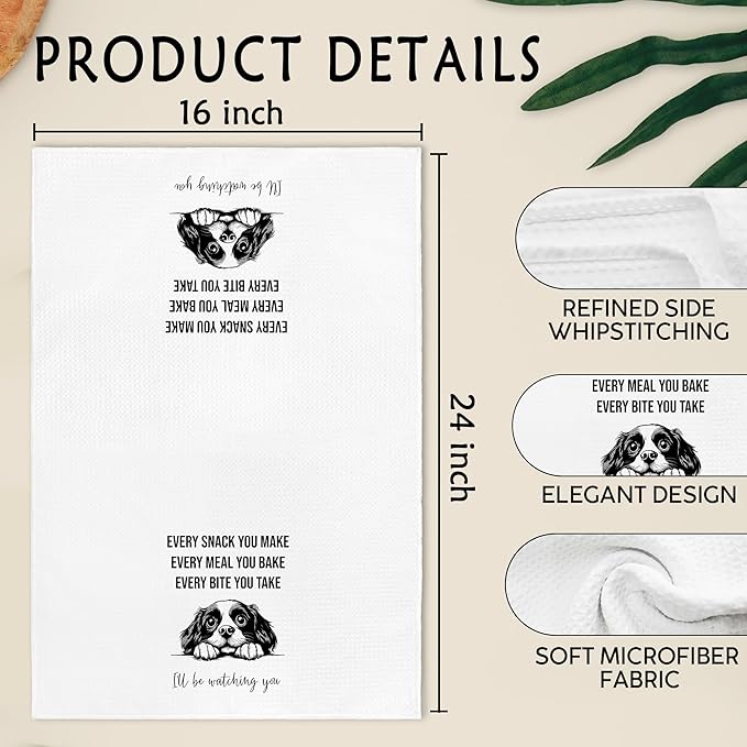 Funny Cavalier King Charles Spaniel Dog Kitchen Towels, Cavalier King Charles Spaniel Gifts for Dog Lovers, Dogs Themed Hand Towels, Puppy Dogs Dish Tea Towel for Kitchen Bathroom, 16x24 Inch
