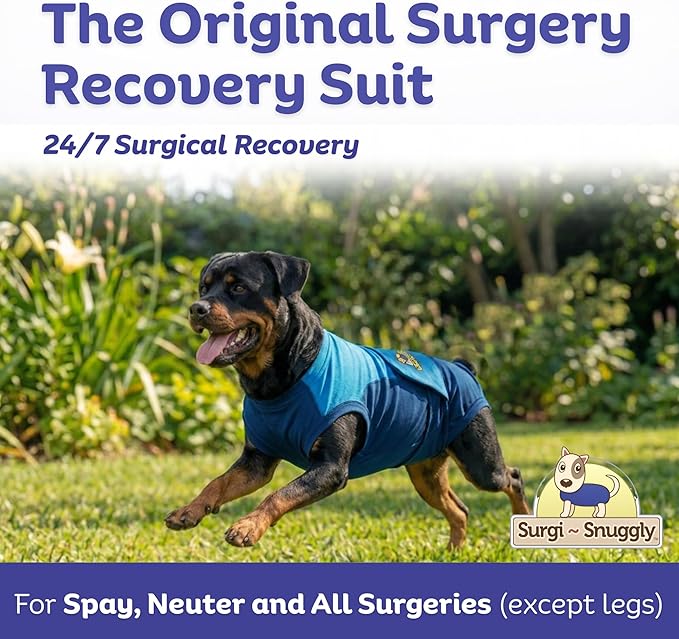 Surgi Snuggly Dog Surgery Recovery Suit - Dog Onesie for Post Surgery Recovery, Female Spay & Male Neuter - Surgical Suit for Dogs, E-Collar Cone Alternative, Double Blue - 2XL Small - 28" - 32" (EC)