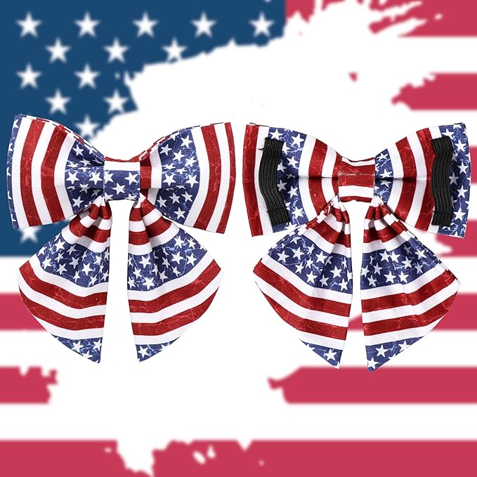 Patriotic Dog Collar with Bow Tie, 4th of July Bowtie Dog Collar, American Flag Collar for Small Boy Girl Dog, Comfortable Summer Bowtie Collar with Metal Buckle, S