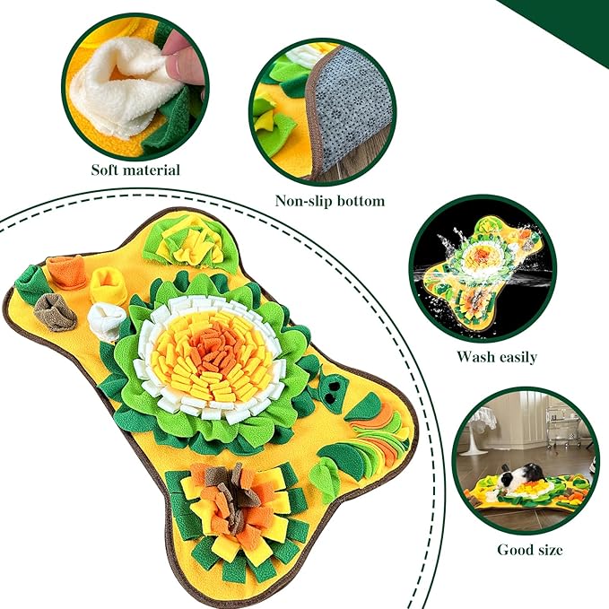 Rabbit Foraging Mat Snuffle Mat, Interactive Bunny Toys Feed Game for Boredom, Small Pet Puzzle Toy, Yuoaes 17.3" x 25.5" Polar Fleece Nosework Feeding Mat for Rabbits, Guinea Pigs, Ferrets