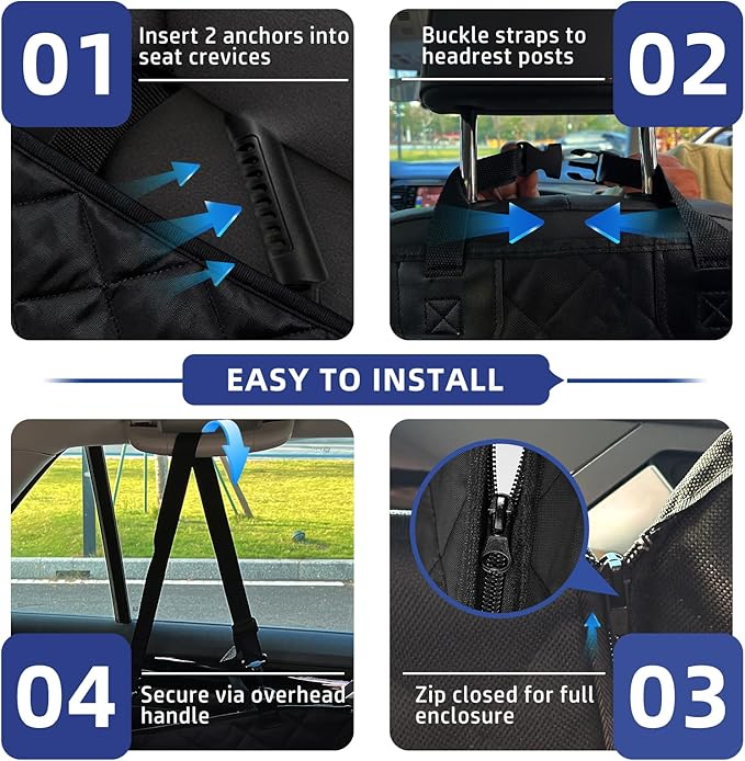 Dog Car Seat Cover for Back Seat,Waterproof Anti-Slip Hammock with Side Flaps, Heavy-Duty 600D Oxford Fabric, Scratchproof Pet Protector, Universal Fit for Cars, Trucks and SUVs