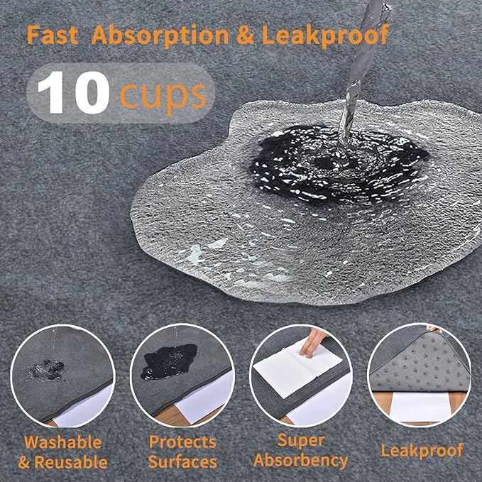 LOOBANI Washable Pee Pad for Dogs, 2 Packs Non-Slip Puppy Training Pads, Fast Absorbent Pet Whelping Pads, Puppy Playpen Mat for Incontinence, Housebreak, Crate, 31x36in, Gray