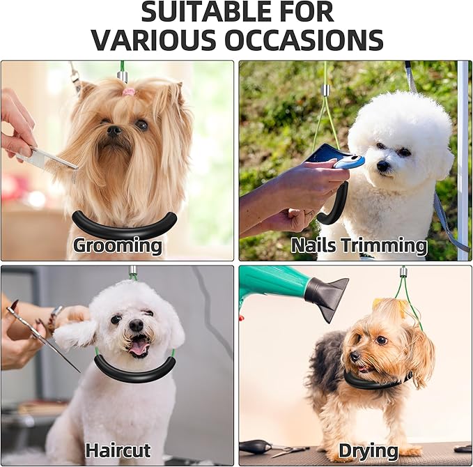 Dog Grooming Arm with Tray, 38" Pet Grooming Table Arm with Adjustable No Sit Haunch Holders, Pet Grooming Stand with Clamp for Small & Medium Pets