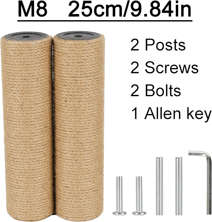 6.8cm 2.7in Diameter Cat Tree Scratching Post Replacement Jute (25cm/9.84in, M8)