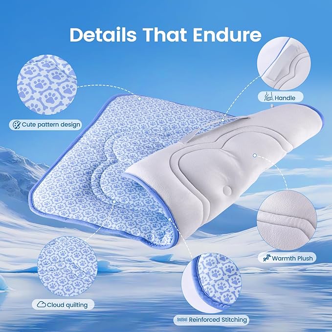 Dog Cooling Mat, Thick Cooling Mat for Dogs with PCM & Thermochromic Tech, Dual-Sided Durable Waterproof Cool Dog Bed Mat for All-Year Use, Q-Max>0.5, Machine Washable, Non-Toxic - L(26" x 35")