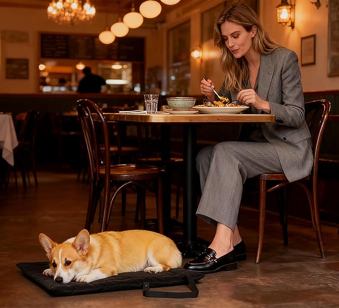 Portable Dog Mat, Waterproof Outdoor Pet Mat for Camping Sleeping, Pet Cushion Pad with Handle for Small Dogs, Outdoor Training Dog Bed for Puppies, Easy to Carry, Super Soft