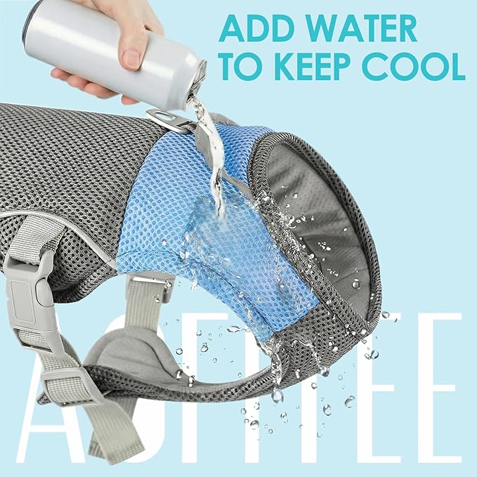 AOFITEE Dog Cooling Vest Small Dog, Lightweight Cooling Jacket for Dogs, Breathable Dogs Cooler Shirt with Harness D-Ring, Pet Sun Shirt UV Protection Ice Vest for Small Medium and Large Pet, S