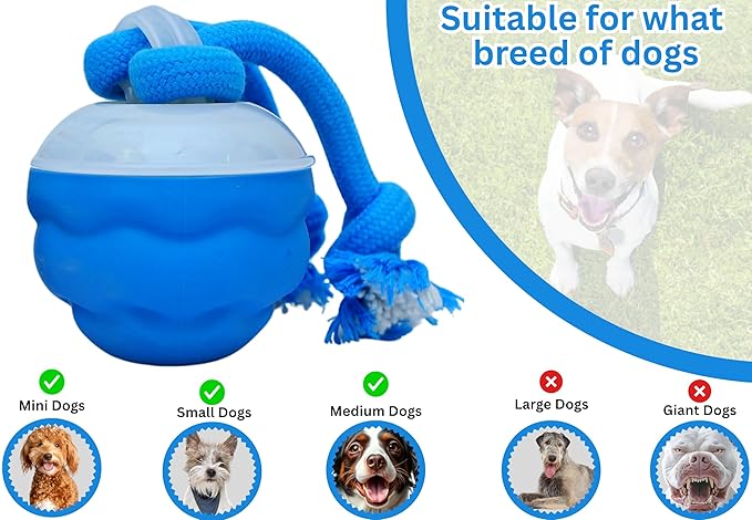 2026 New Interactive Dog Ball [Upgraded Version] - Smart Automatic Rolling Toy with Chew Rope & Sound for Small to Medium Dogs, USB Rechargeable, Durable Dog Stimulation Toy to Keep Them Busy
