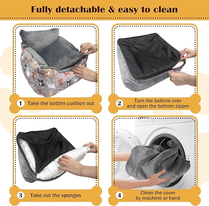 Dog Car Seats for Small Medium Sized Dogs Carseat for Car Funny Fuzzy Pet Dog Booster Car Seat Puppy Under 25 Lbs with Soft Plush Cushion&Washable Removable Cover