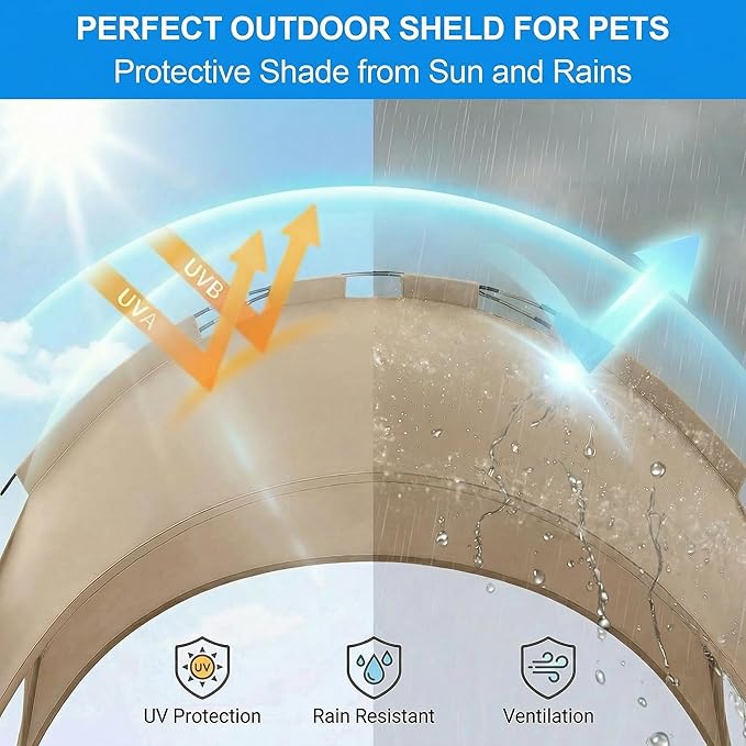 Elevated Dog Bed with Canopy Raised Pet Cot for Large Dogs, Outdoor Dog Cot with Removable Sun Shade Tent, Breathable Mesh Portable Dogs Cot for Camping, Beach, Backyard, Outdoor Use