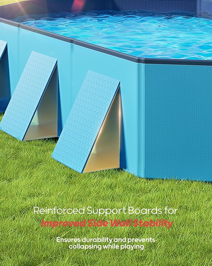 Peteast Foldable Dog Pool with Sturdy Square Design, Durable 82" Lx46 Wx12 D Extra Large Portable Pet Bathtub with Reinforced Sidewalls for Stability, Ideal for Indoor & Outdoor Use (Blue)
